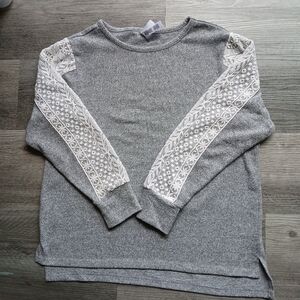 Flora Nikrooz‎ Heather Gray Sweater with Lace Detail Sz M